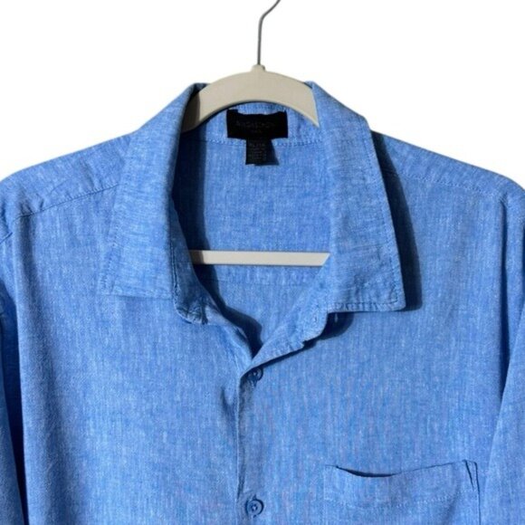 Magaschoni Man Linen Button Down Shirt Size XL Beachy Coastal Lagom Quiet Luxury - Picture 3 of 10